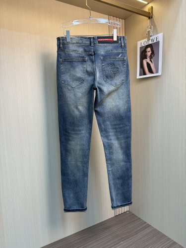 Prada New Fashion 3D Logo Washed Casual Jeans