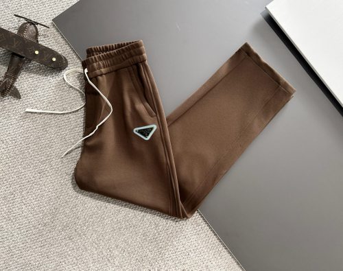 Prada New Classic Unisex Triangle Logo Elastic Band Casual Pants