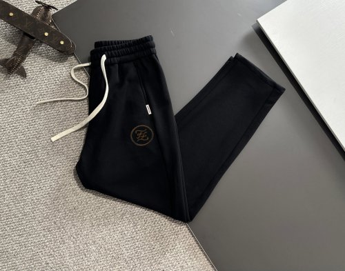 Fendi New Unisex Embroidered Logo Elastic Band Casual Pants
