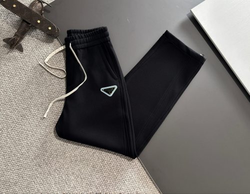 Prada New Classic Unisex Triangle Logo Elastic Band Casual Pants