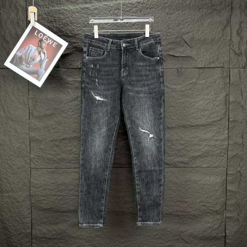 Balenciaga New Embroidered Letter Logo Casual Water Washed Punched Jeans