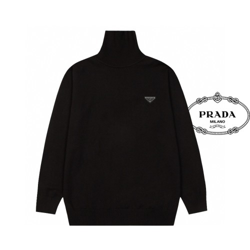 Prada Classic Triangle Logo High Collar Sweater Couple's Versatile Casual Base Shirt