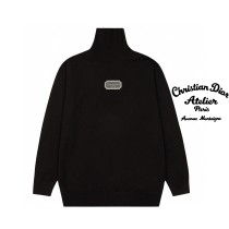 Dior Classic Embroidered Logo High Collar Sweater Couple's Versatile Casual Base Sweater
