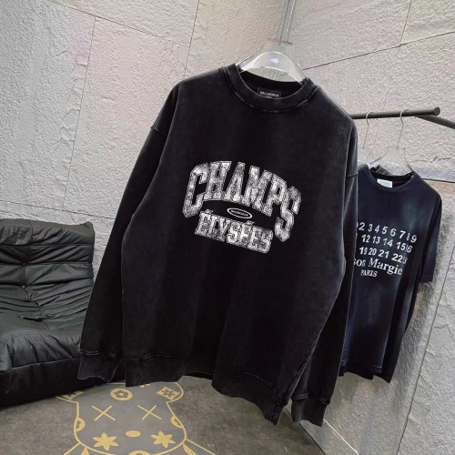 Balenciaga Retro Personalized Letter Logo Printed Hoodie Unisex Casual Round Neck Sportswear
