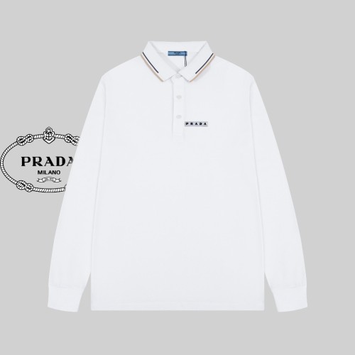 Prada Business Fashion Casual Collar Long Sleeve Polo Shirt