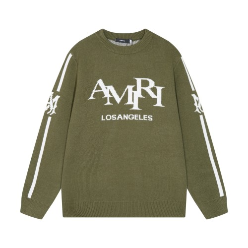 Amiri New Classic Logo Letter Jacquard Round Neck Woolen Sweater