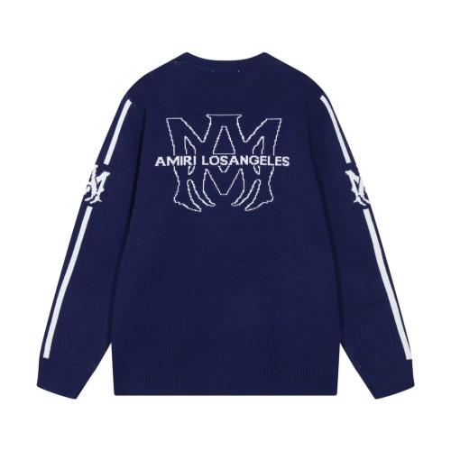 Amiri New Classic Logo Letter Jacquard Round Neck Woolen Sweater