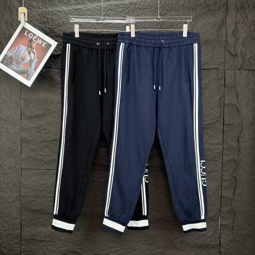 Gucci New Couple's White Bar Letter Logo Casual Pants
