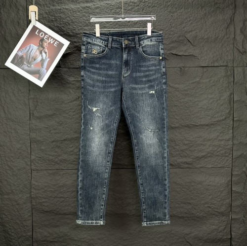 Balenciaga New Embroidered Letter Logo Casual Water Washed Stretch Jeans