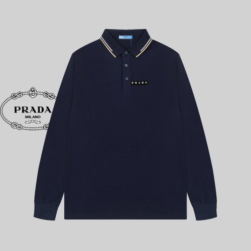 Prada Business Fashion Casual Collar Long Sleeve Polo Shirt