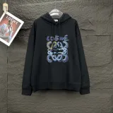 Loewe New Embroidered Stitching Colored Letter Logo Hoodie Unisex Casual Washed Sportswear