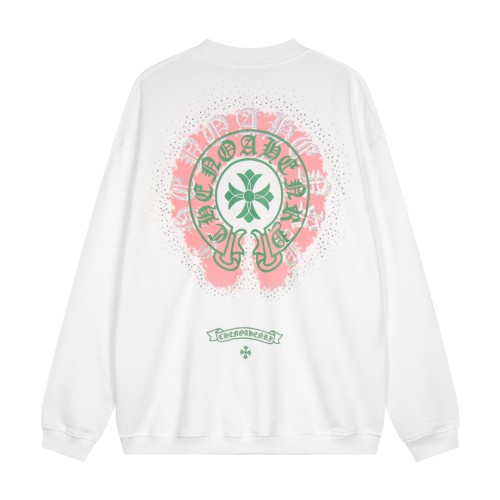 Chrome Hearts Hot Diamond Foam Horseshoe Cross Hoodie Unisex Casual Washed Sportswear