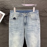 Chrome Hearts New Couple Patch Cross Embroidered Logo Loose Water Washed Stretch Jeans