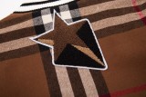 Burberry New Toothbrush Embroidered Logo Wool Spliced Leather Checkered Baseball Jacket