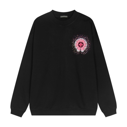 Chrome Hearts Hot Diamond Foam Horseshoe Cross Hoodie Unisex Casual Washed Sportswear