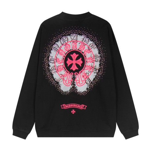 Chrome Hearts Hot Diamond Foam Horseshoe Cross Hoodie Unisex Casual Washed Sportswear