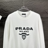 Prada New Embroidered Logo Round Neck Sweatshirt Unisex Casual Loose Sportswear