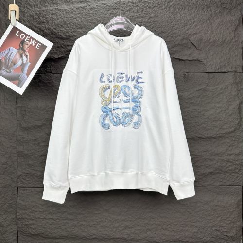 Loewe New Embroidered Stitching Colored Letter Logo Hoodie Unisex Casual Washed Sportswear