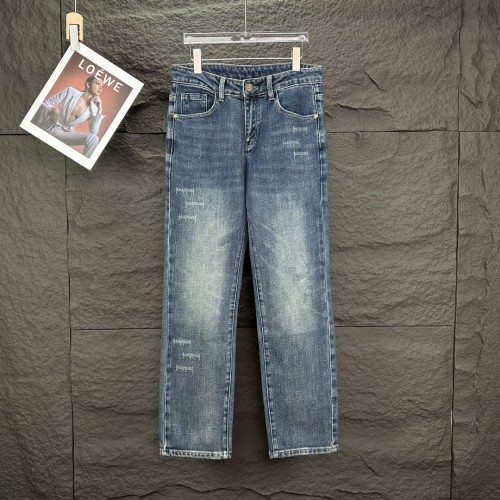 Balenciaga New Couple's Pocket Logo Loose Water Washed Stretch Jeans