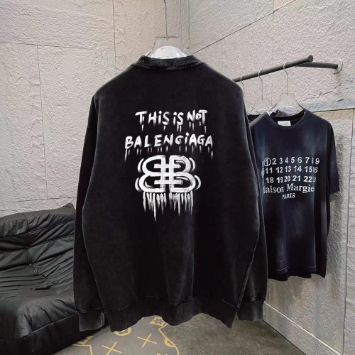 Balenciaga Retro Personalized Letter Logo Printed Hoodie Unisex Casual Round Neck Sportswear