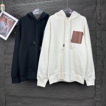 Loewe Classic Leather Pocket Letter Logo Hoodie Unisex Casual Washed Sportswear