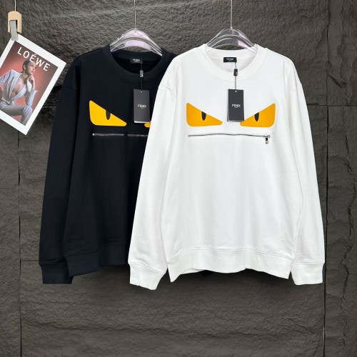 Fendi New Monster Eye Zipper Round Neck Hoodie Unisex Casual Loose Sportswear