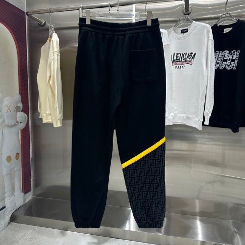 Fendi New Splicing Logo Letter Embroidered Casual Pants