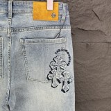 Chrome Hearts New Couple Patch Cross Embroidered Logo Loose Water Washed Stretch Jeans