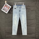 Chrome Hearts New Couple Patch Cross Embroidered Logo Loose Water Washed Stretch Jeans