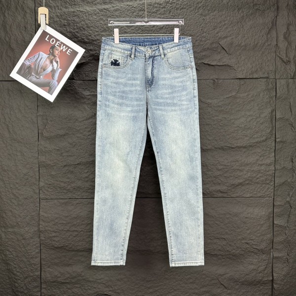 Chrome Hearts New Couple Patch Cross Embroidered Logo Loose Water Washed Stretch Jeans
