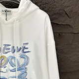 Loewe New Embroidered Stitching Colored Letter Logo Hoodie Unisex Casual Washed Sportswear