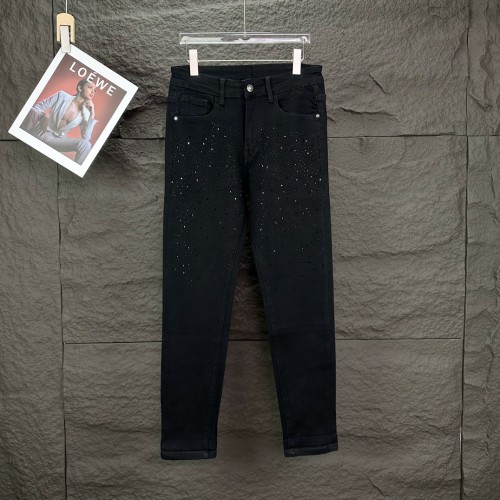 Louis Vuitton New Starry Hot Diamond Loose Water Washed Stretch Jeans