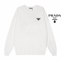 Prada Fashion Triangle Logo Round Neck Sweater Couple's Versatile Casual Base Shirt