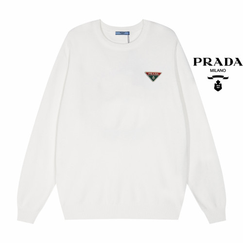 Prada Fashion Triangle Logo Round Neck Sweater Couple's Versatile Casual Base Shirt