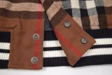 Burberry New Toothbrush Embroidered Logo Wool Spliced Leather Checkered Baseball Jacket