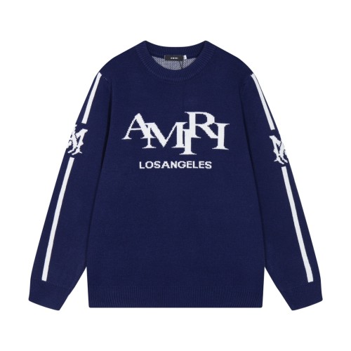 Amiri New Classic Logo Letter Jacquard Round Neck Woolen Sweater