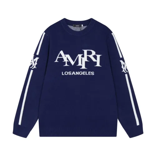 Amiri New Classic Logo Letter Jacquard Round Neck Woolen Sweater