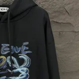 Loewe New Embroidered Stitching Colored Letter Logo Hoodie Unisex Casual Washed Sportswear
