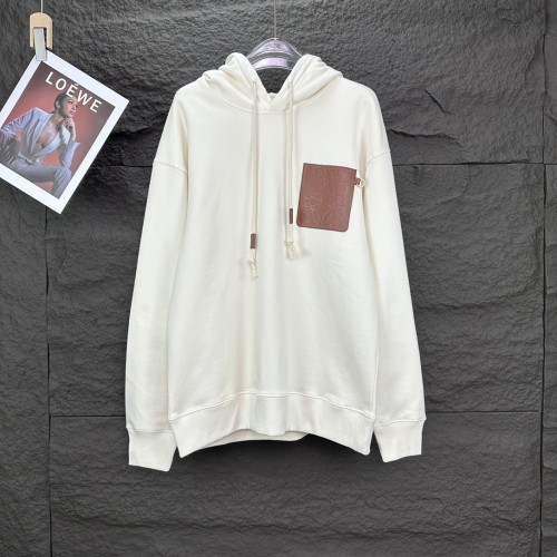Loewe Classic Leather Pocket Letter Logo Hoodie Unisex Casual Washed Sportswear