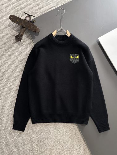 Fendi New Monster FF Printed Round Neck Wool Sweater