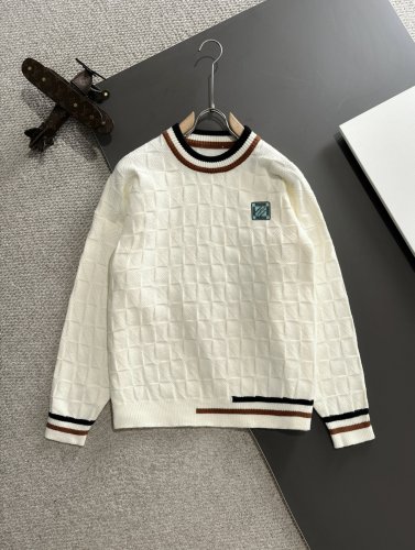 Louis Vuitton New Embroidered Logo Round Neck Wool Sweater