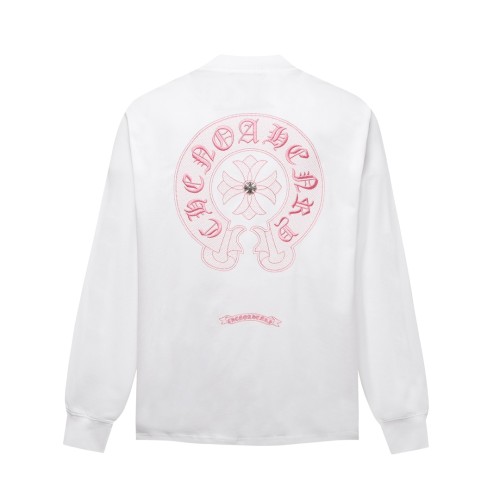Chrome Hearts Heavy Industry Cross Embroidered Sanskrit Horseshoe Long Sleeve T-shirt