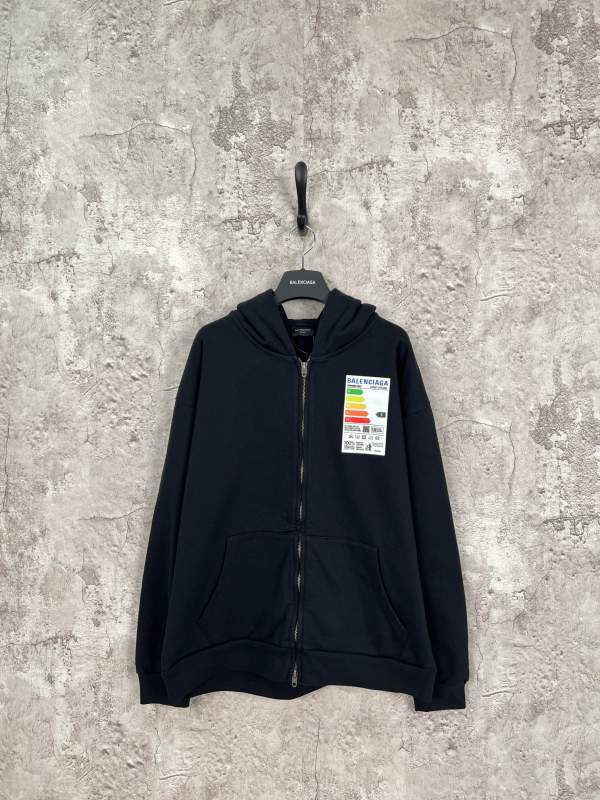 Balenciaga New Refrigerator With Energy Meter Logo Printed Zipper Hoodie Coat