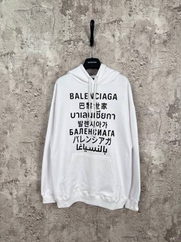 Balenciaga New Multi Language Logo Printed Hoodie Unisex Casual Oversize Sportswear