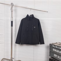 Prada Classic Triangle Logo Casual Hoodie Coat