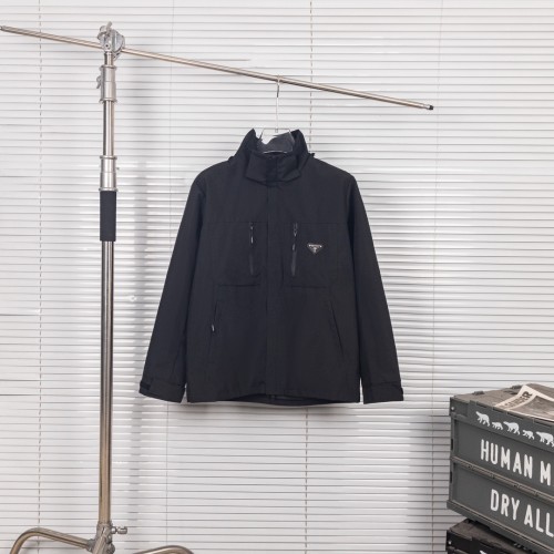Prada Classic Triangle Logo Casual Hoodie Coat