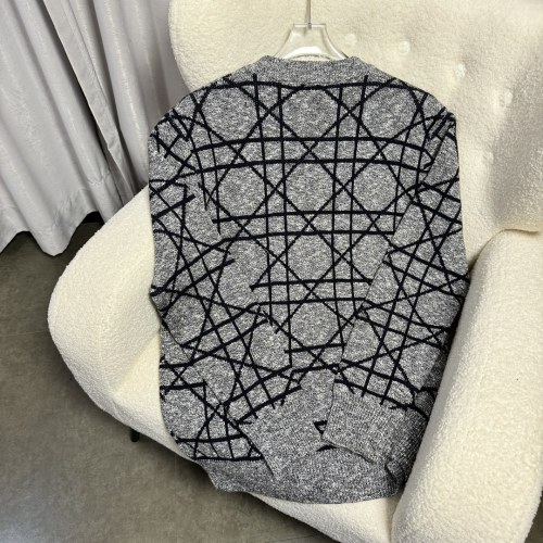 Dior New Cross Color Diamond Grid Round Neck Knitted Shirt