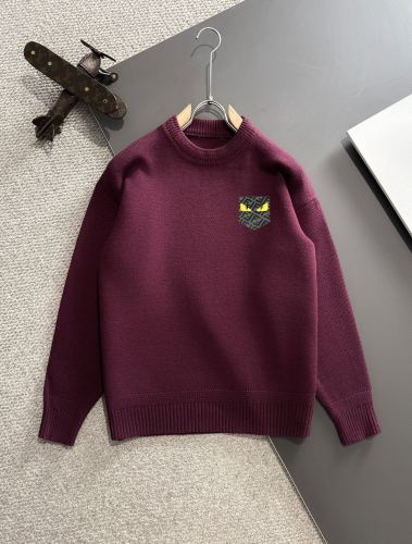 Fendi New Monster FF Printed Round Neck Wool Sweater