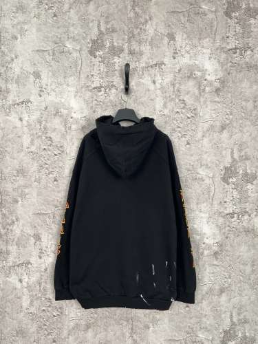 Balenciaga New Washed Lightning Logo Printed Hoodie Unisex Casual Piercing Sportswear