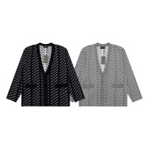 Balenciaga Unisex Fashion Full Logo Jacquard Cardigan Sweater